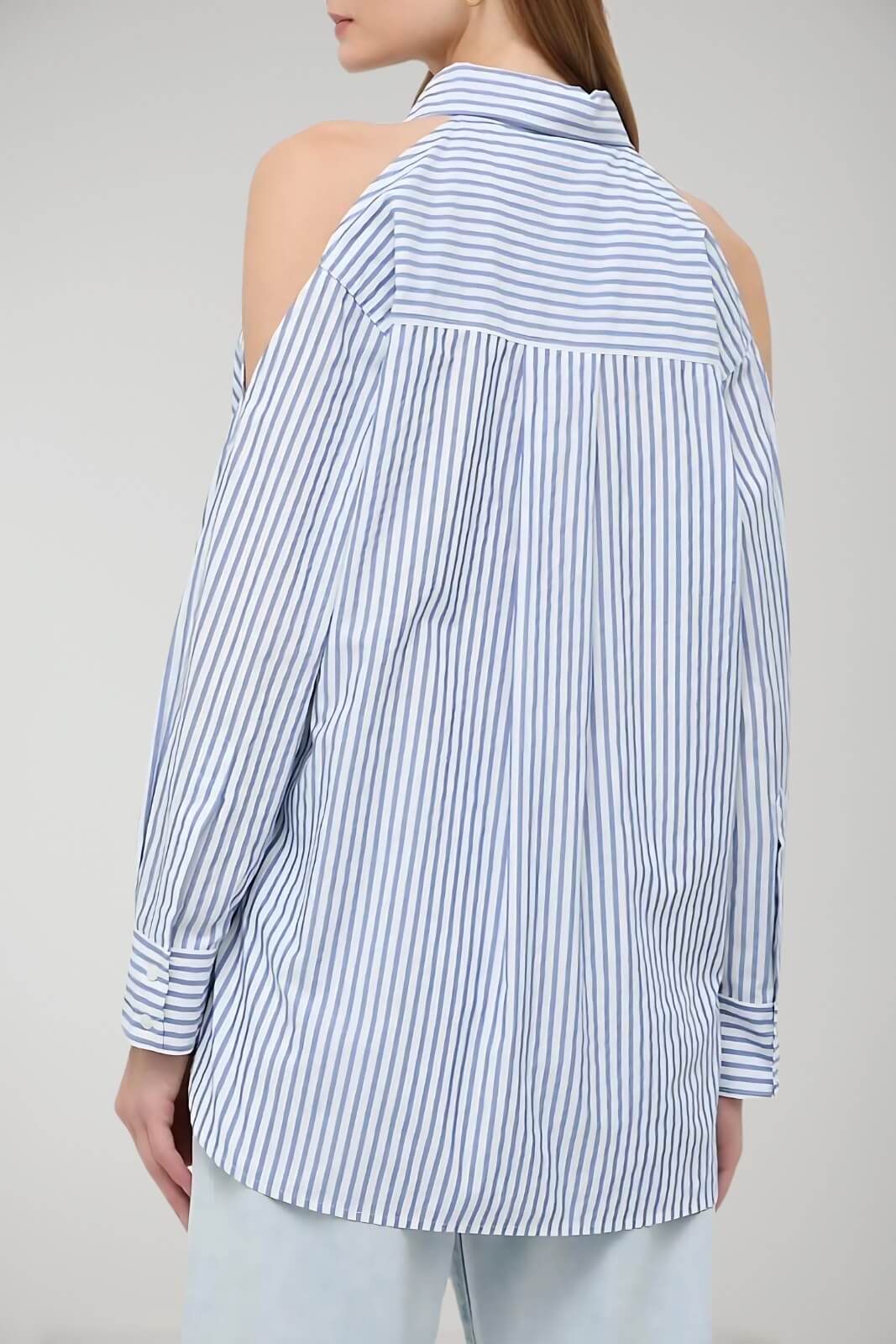 Pinko women's shirt with stripes and off-the-shoulders CANTERNO