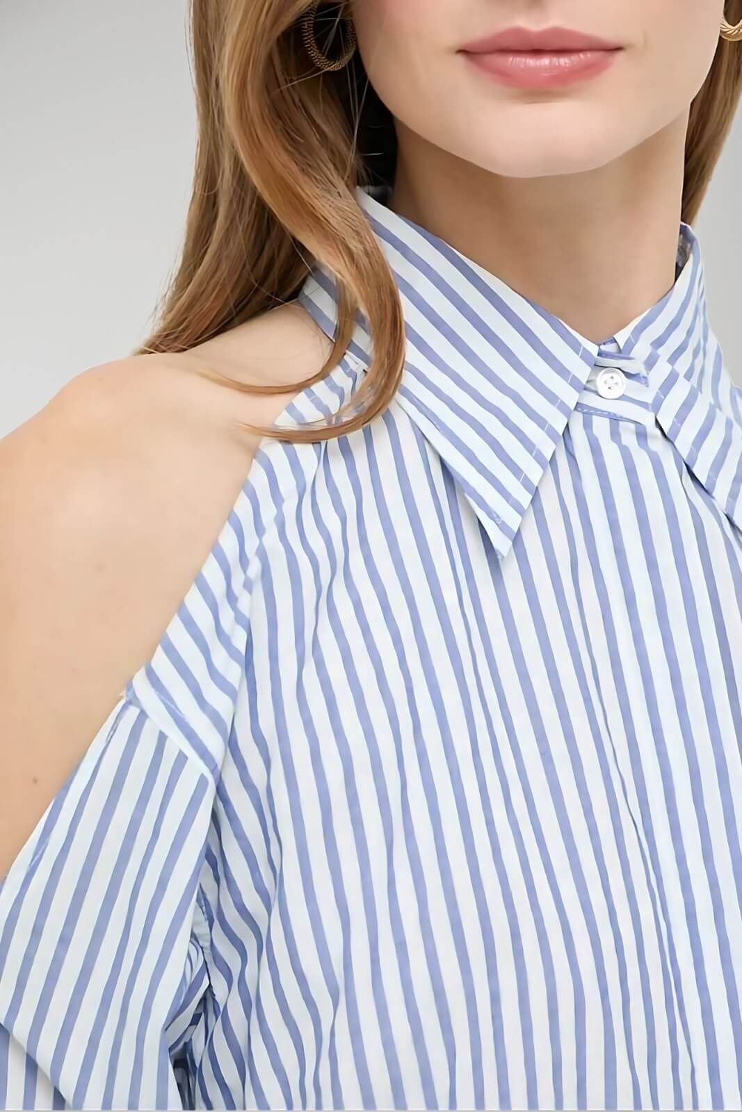 Pinko women's shirt with stripes and off-the-shoulders CANTERNO