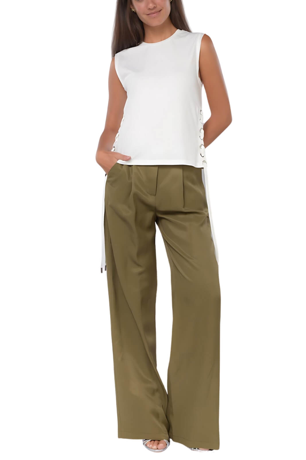 Pinko Women's Sleeveless T Shirt with Crossed Strings TAXI DRIVER