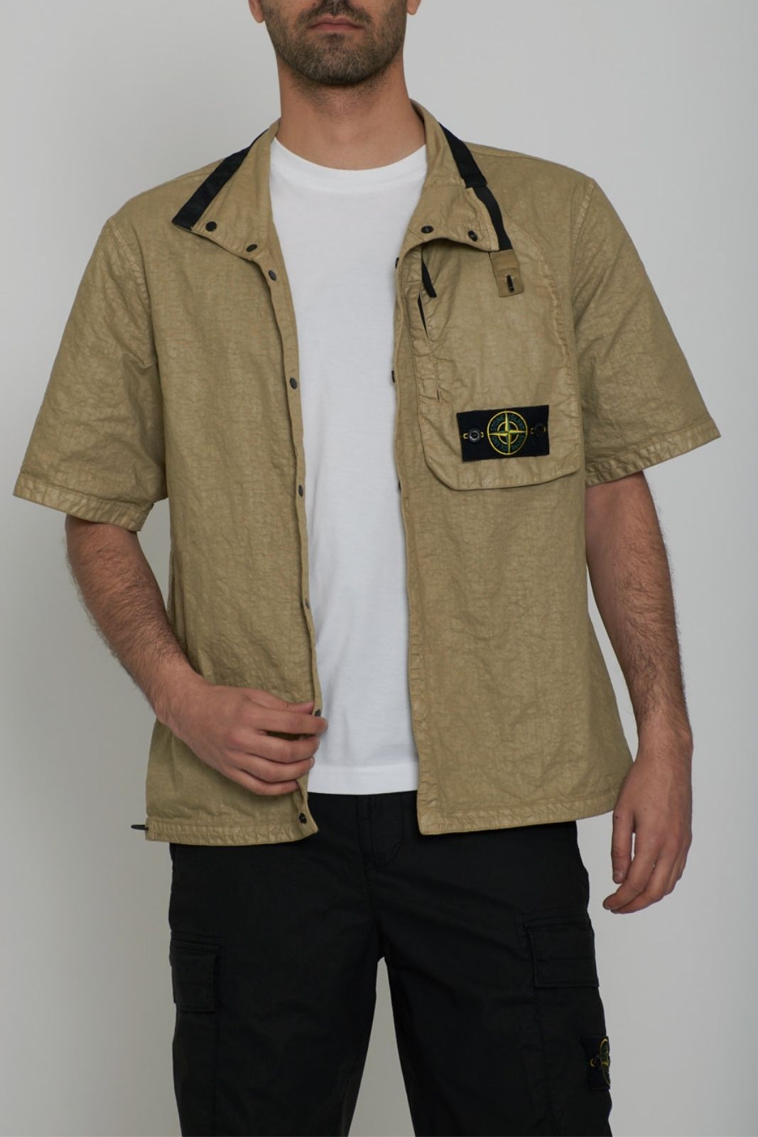Stone Island men's overshirt ORGANIC LOOK NYLON PANAMA-TC