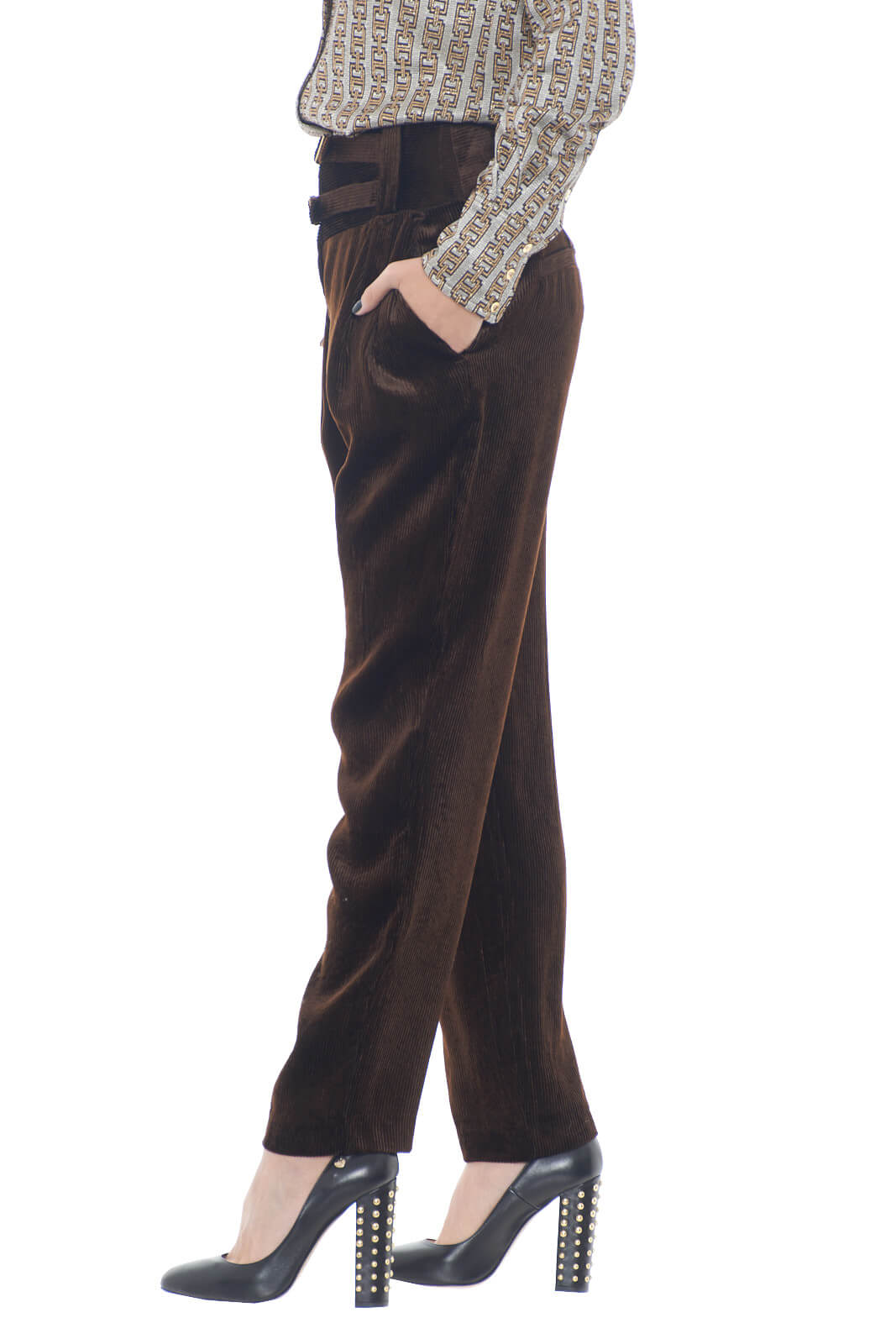 Pinko Pantaloni Donna a coste di velluto