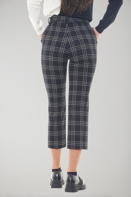 Twinset pantaloni donna a palazzo fantasia check