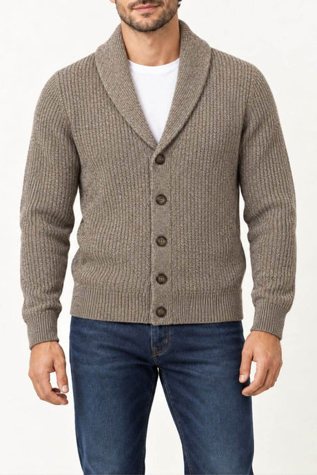 Brooksfield Cardigan Uomo in lana melange