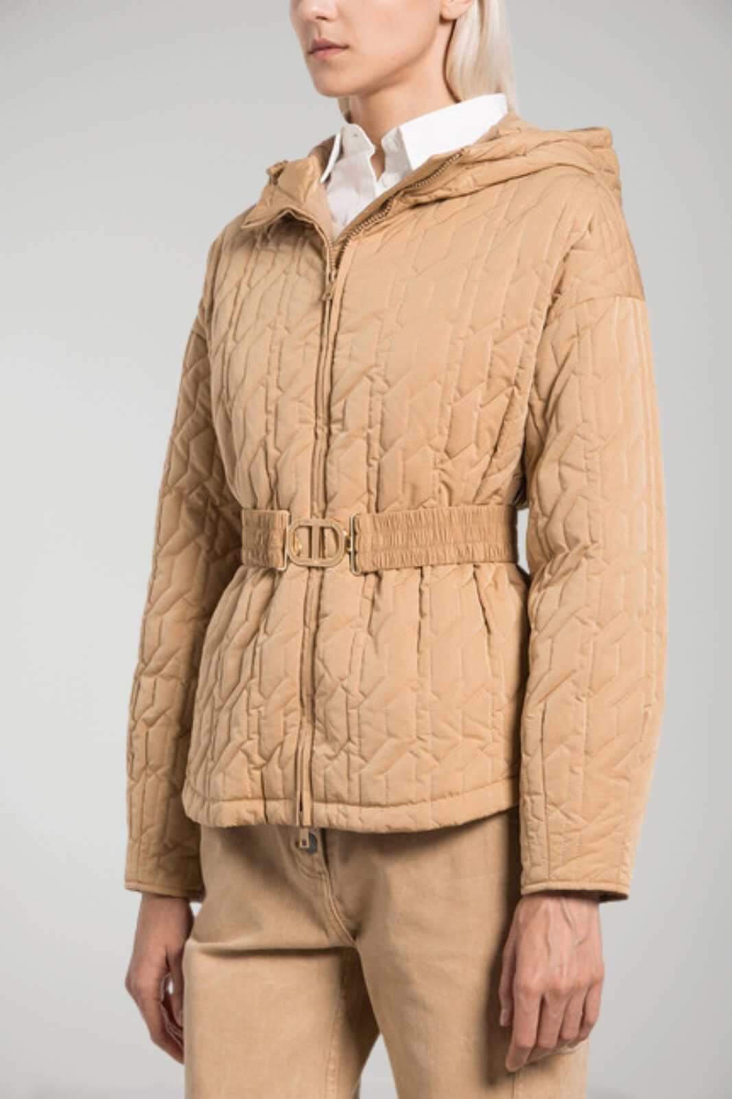 Twinset Quilted Jacket with Belt at the Waist