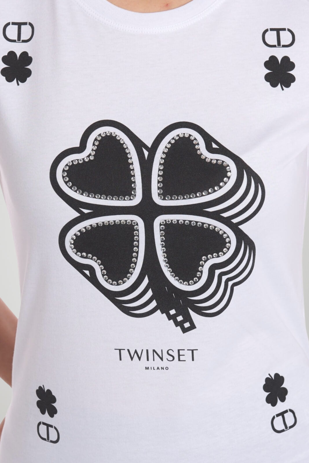Twinset Women's T-Shirt with Four-Leaf Clover Print