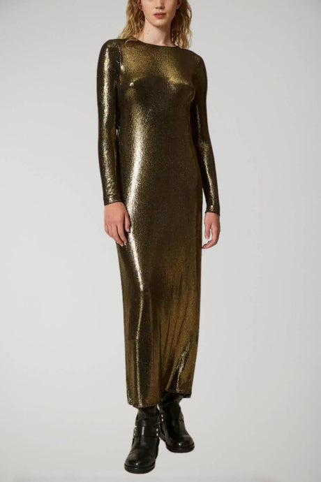 Twinset Milano abito donna laminato con drappeggio