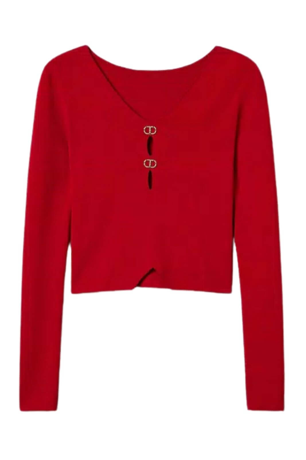 Twinset Milano women's sweater with double teardrop neckline