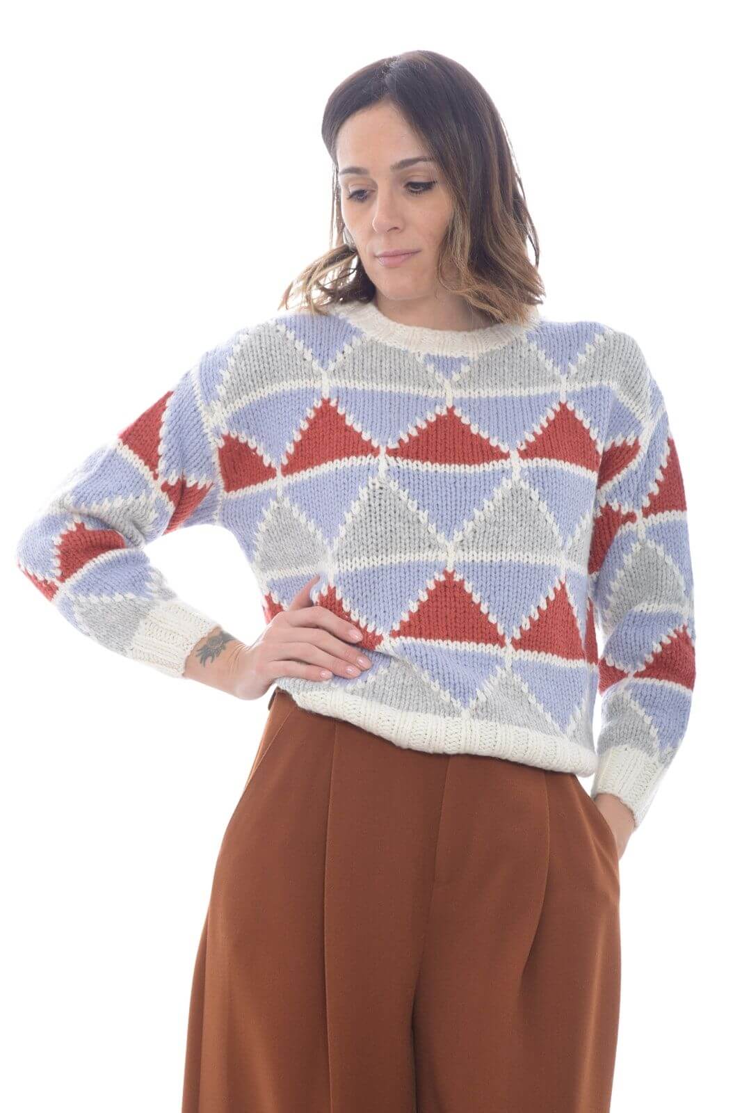 Vicolo maglia donna lavorazione geometrica