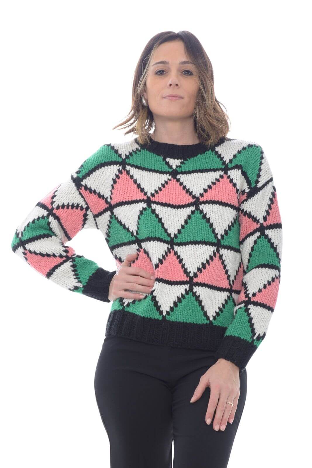 Vicolo maglia donna lavorazione geometrica