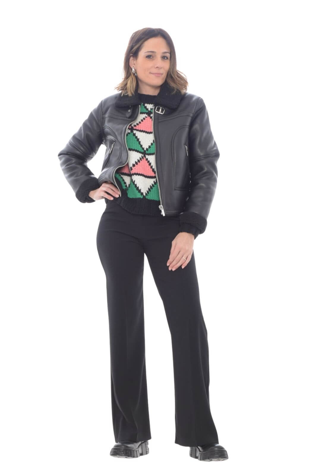 Vicolo maglia donna lavorazione geometrica