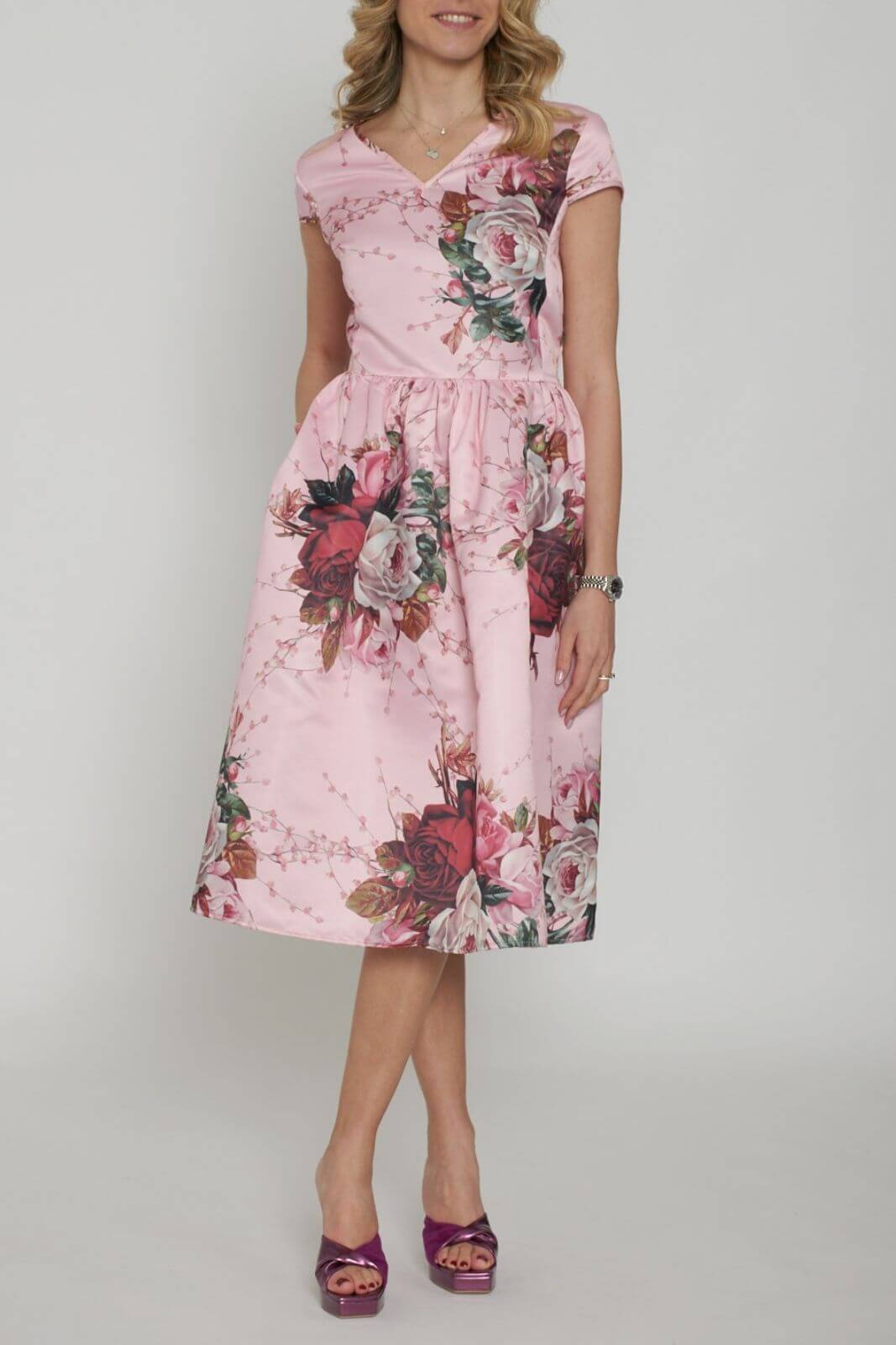 The Abito Milano Women's Midi Dress with Floral Print