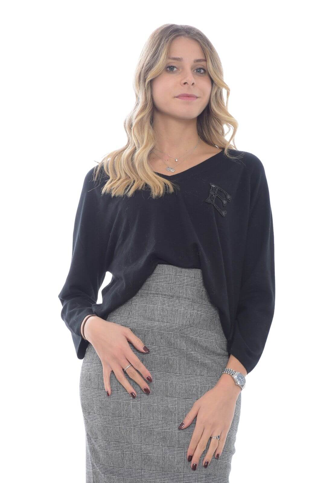 Ermano Scervino Maglia Donna con logo brand in strass