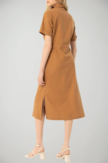 Vestido camisero de mezcla de lino para mujer Surkana
