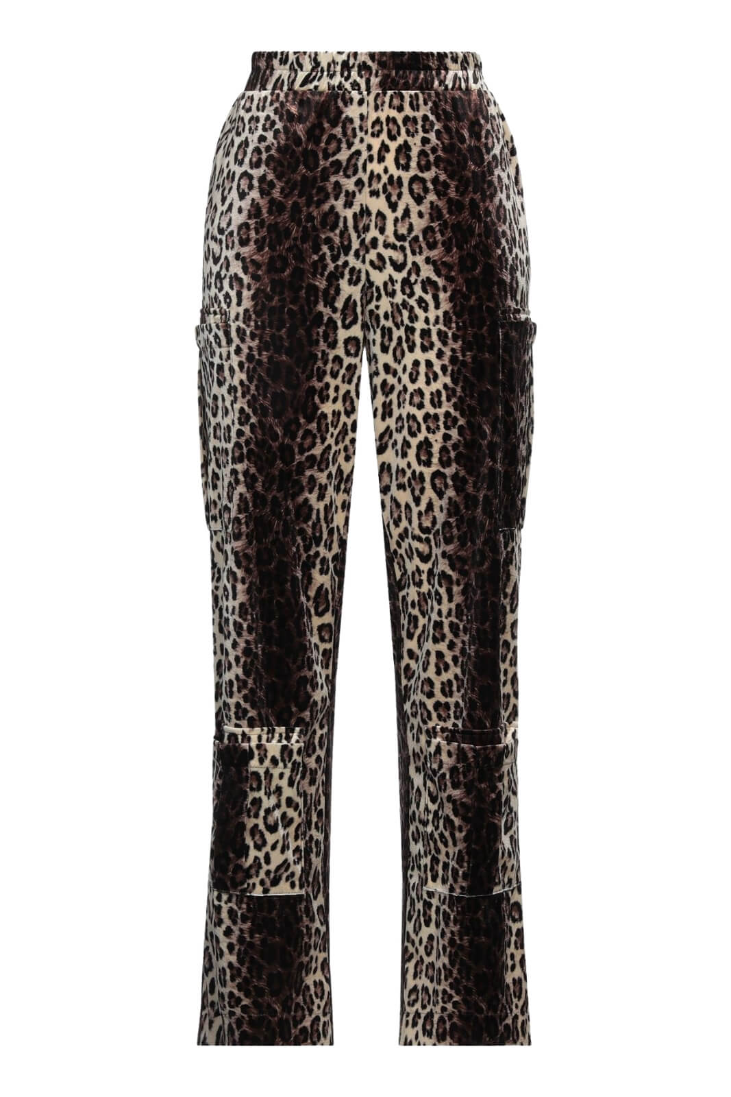 Pantalone donna cargo in velluto stampa animalier fronte