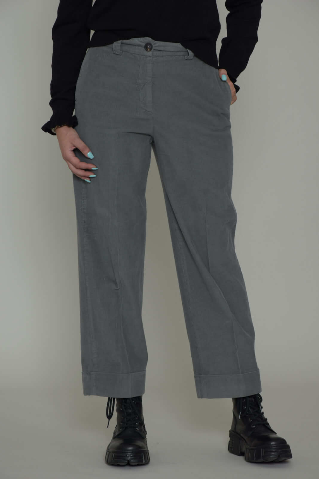 Pantaloni Grigi Da Ragazza In Velluto A Coste Relaxed Fit KIDS Da Ragazza