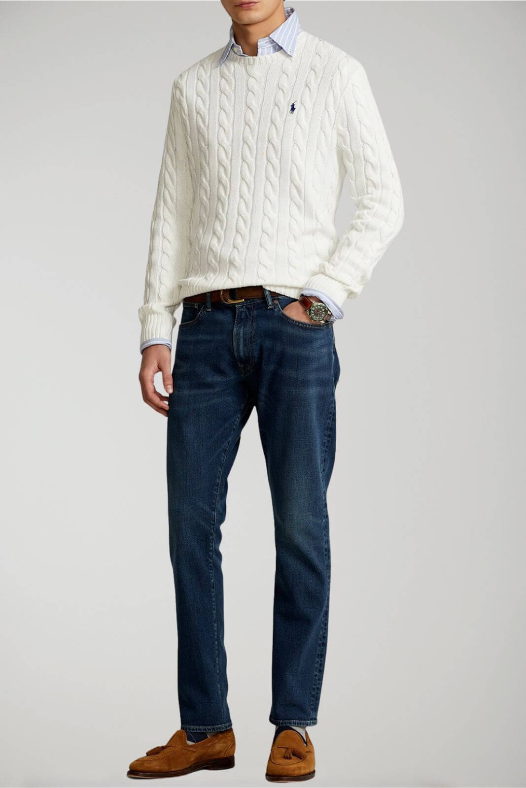 Polo Ralph Lauren maglia uomo a trecce girocollo