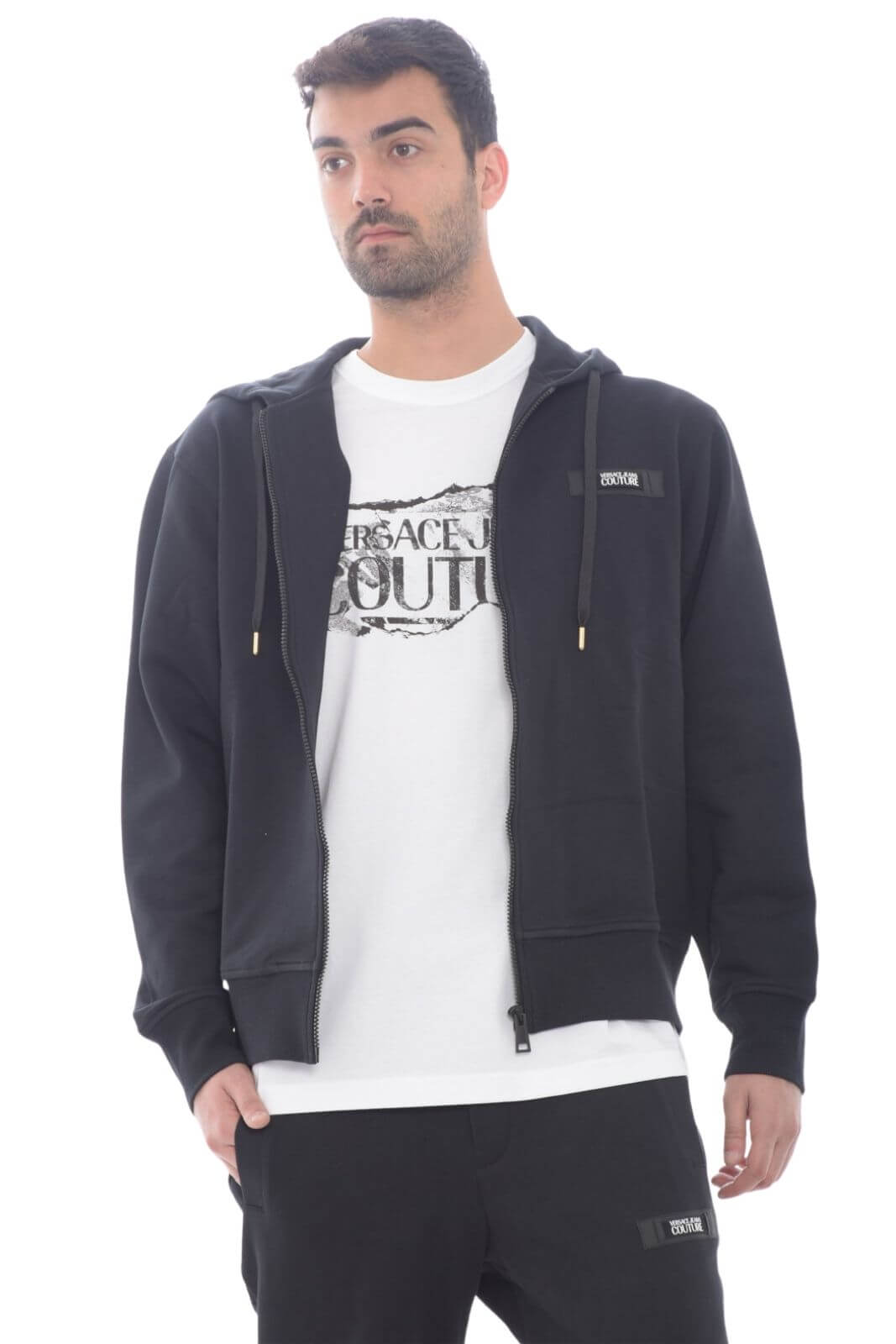 Sudadera de hombre Versace Jeans Couture abierta con parche con logo
