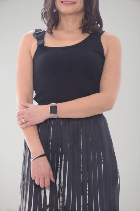 Camiseta de tirantes de canalé para mujer con hebilla barroca de Versace Jeans Couture