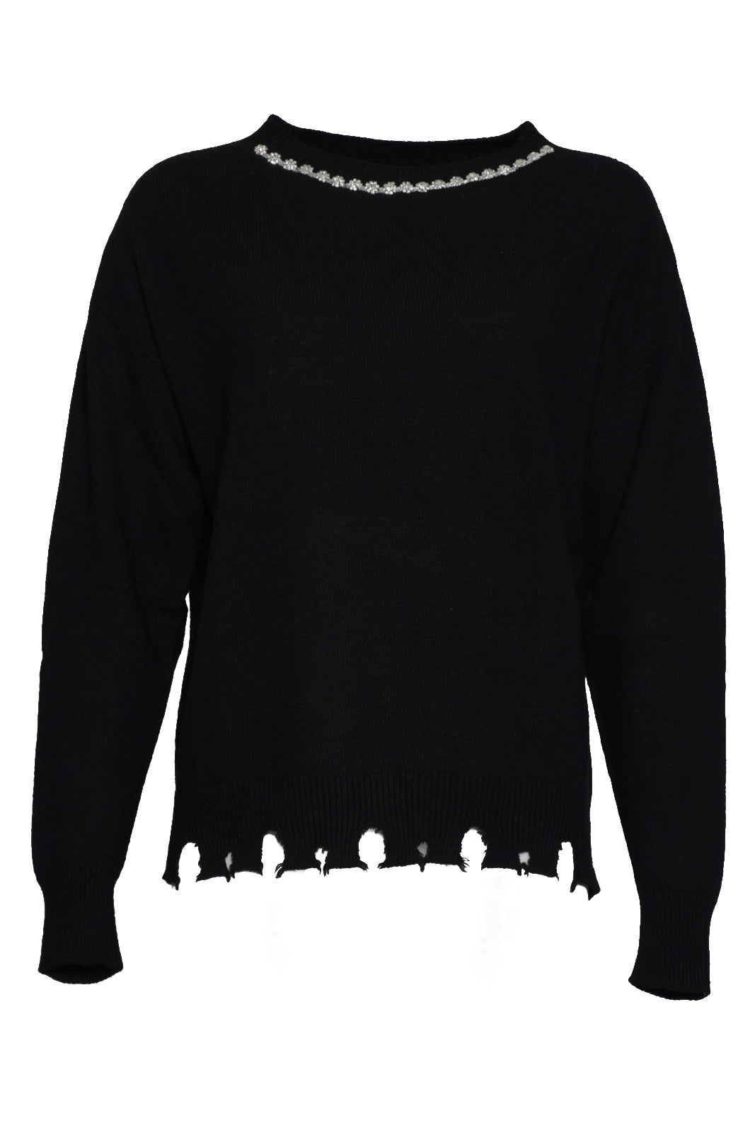 Vicolo Women's Sweater with Rhinestones on the Neck