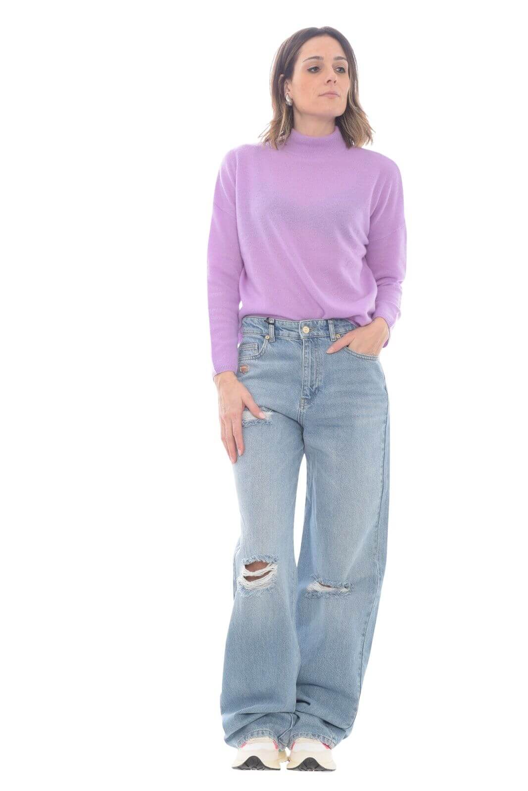 Jersey de mujer Vicolo de cachemira con cuello alto