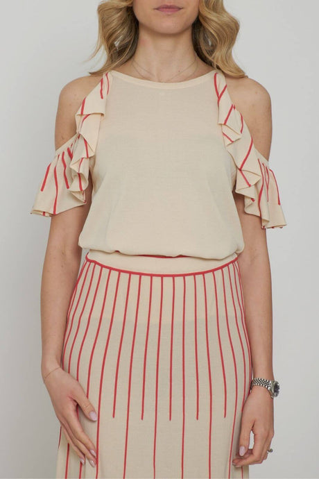 Blusa sin mangas con volantes para mujer de Aldo Martins