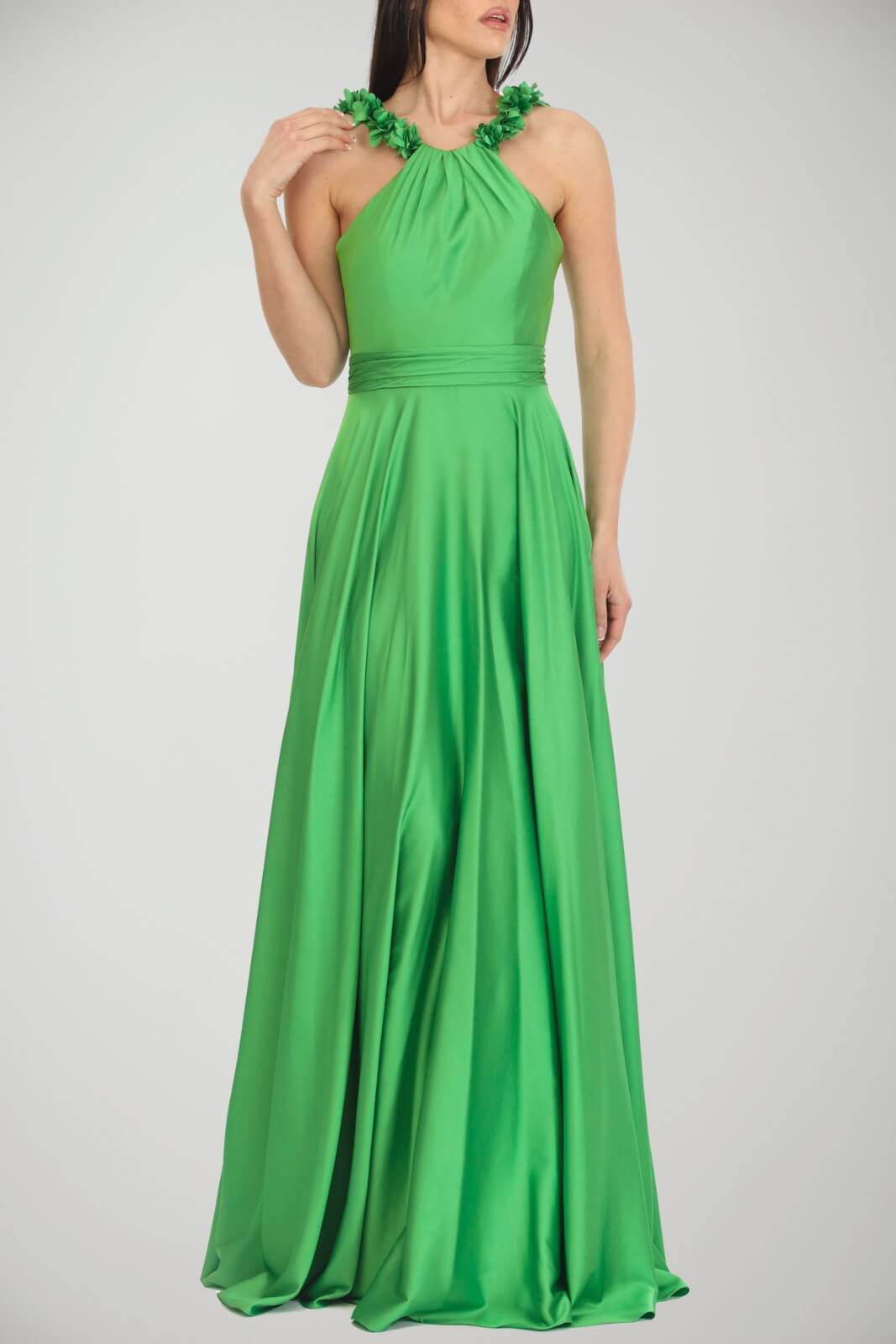 Allure Evening Abito Donna in raso con spalline decorate