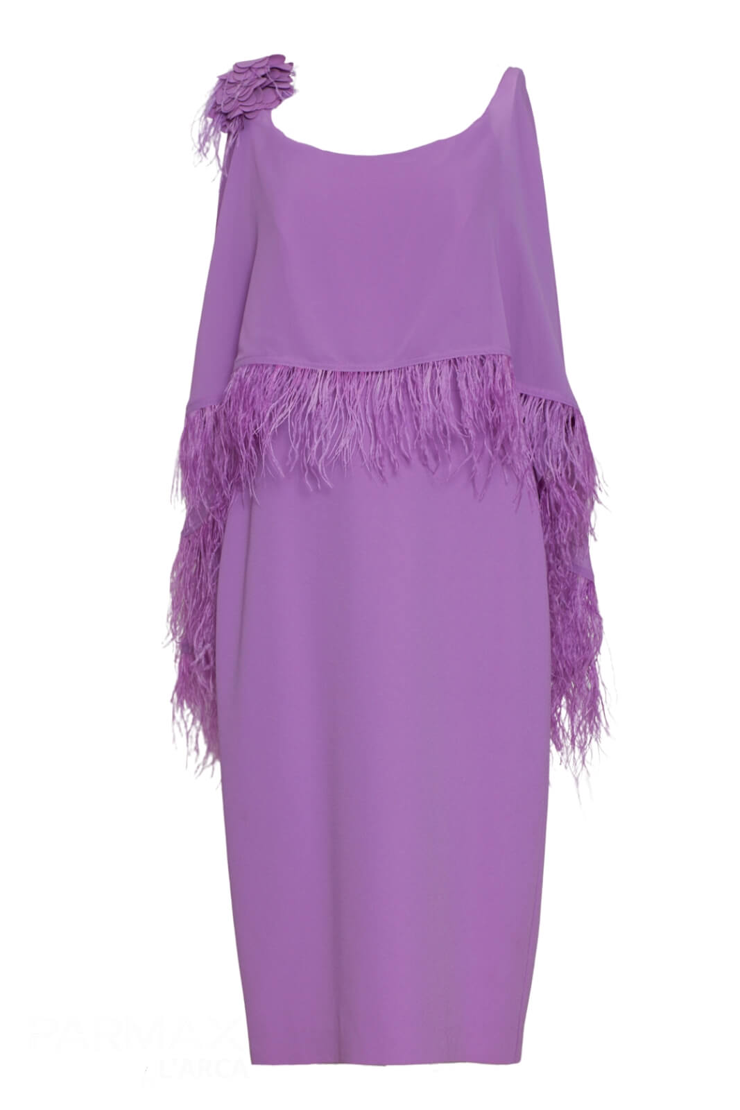 Allure Evening Abito Donna tubino con mantella in ecopiume