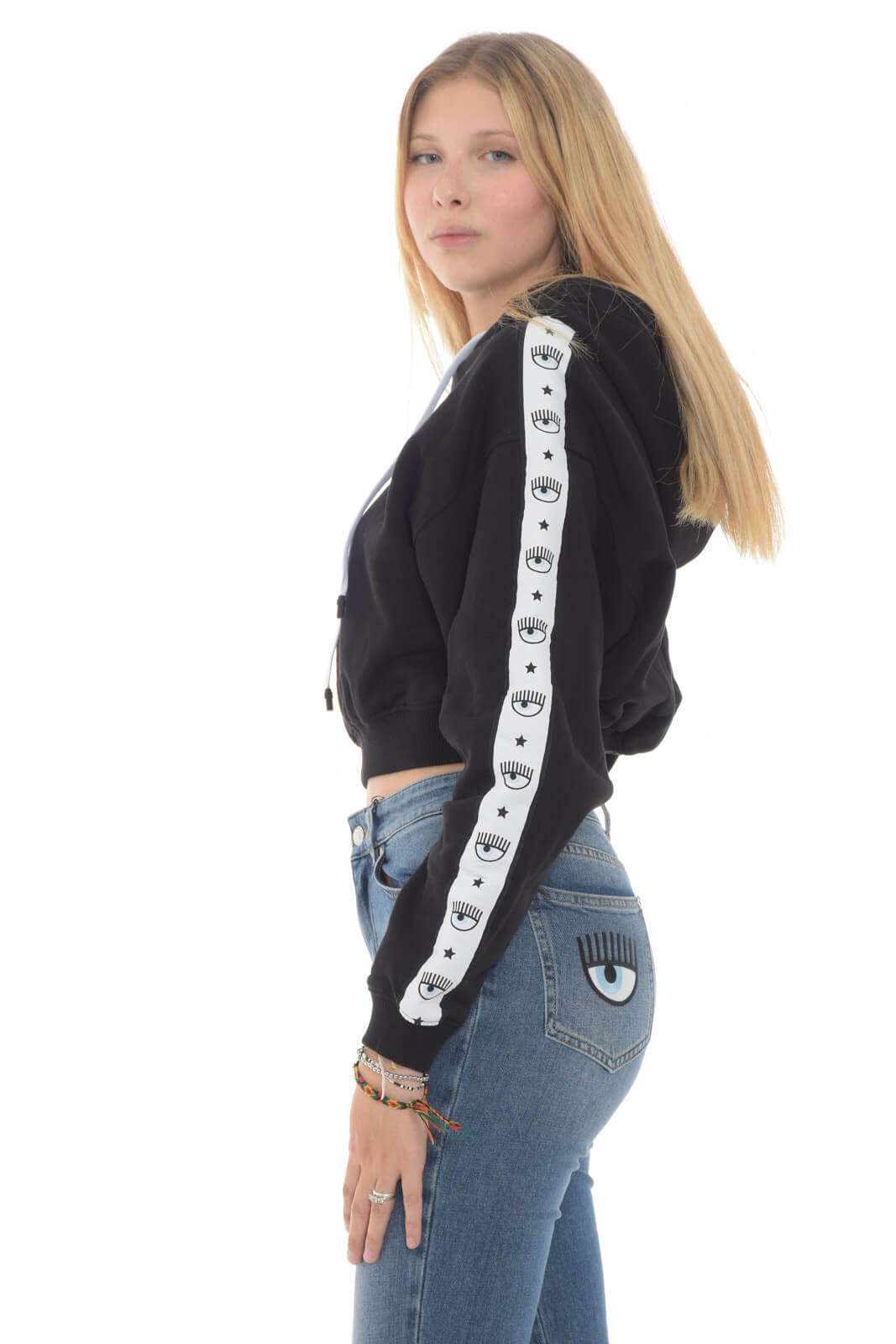 Chiara Ferragni Logomania Tape felpa donna con bande