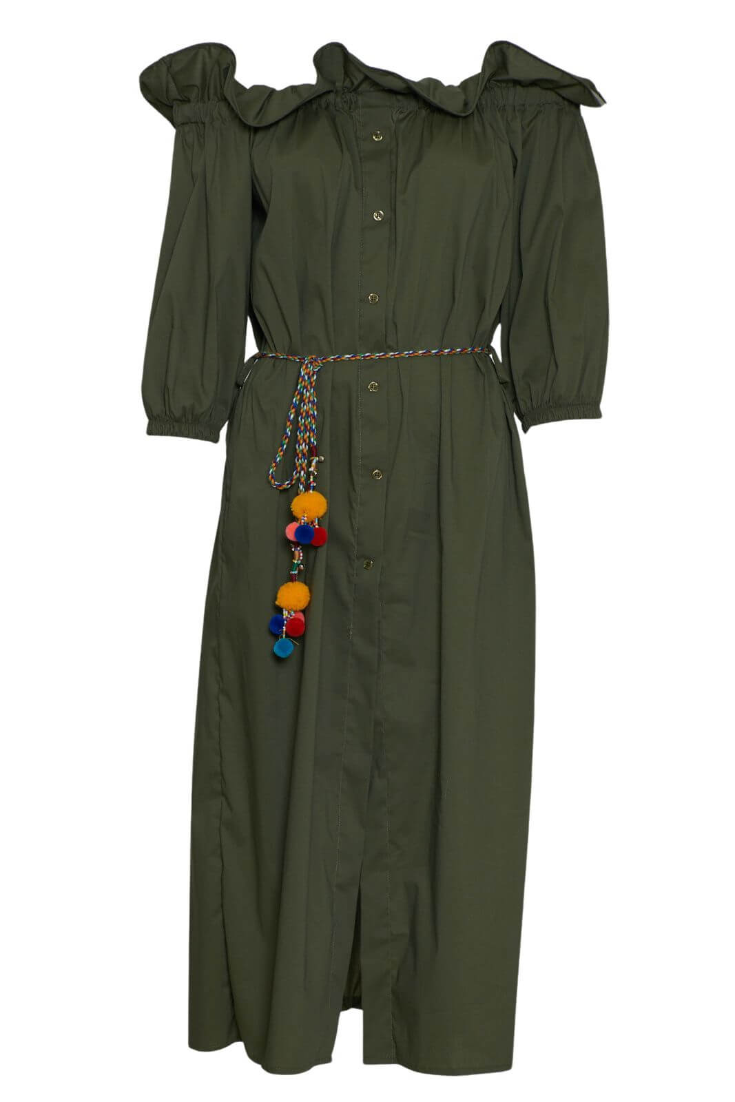 Dixie Women's Shirt Dress with Ruffles at the Neck