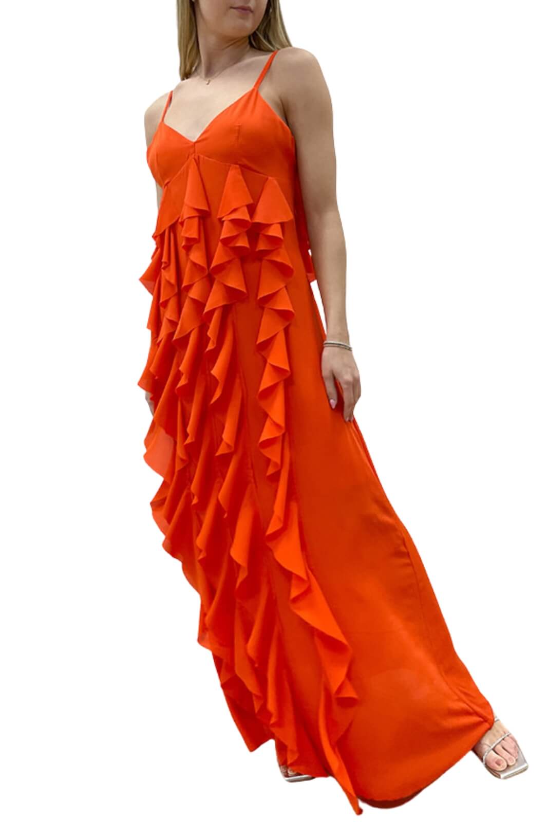 Have One Vestido largo de mujer con volantes