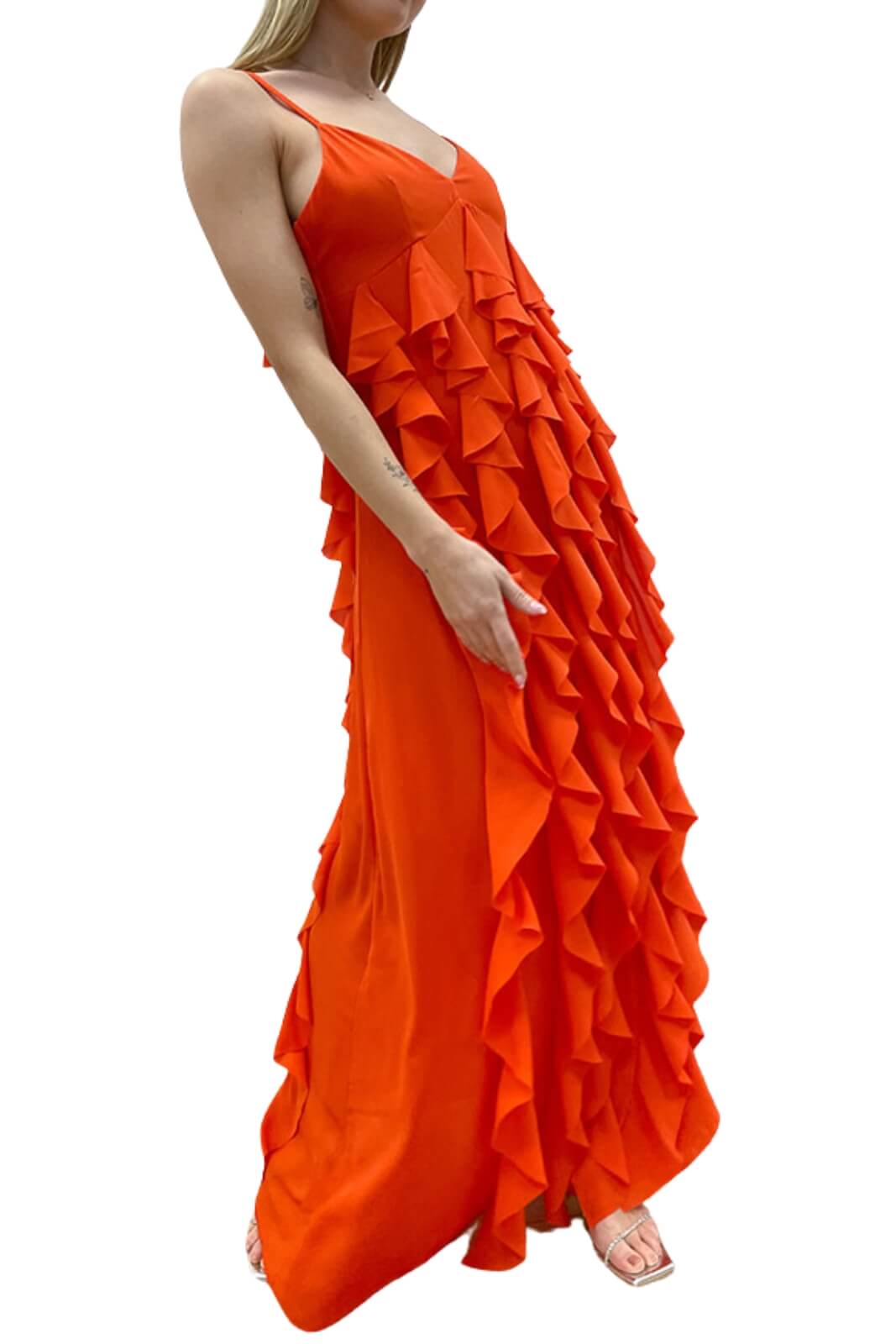 Have One Vestido largo de mujer con volantes