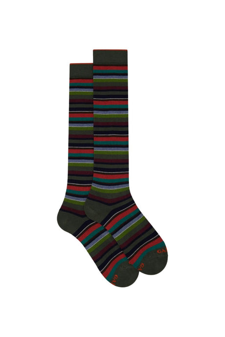Gallo men's long, multi-colored striped sock