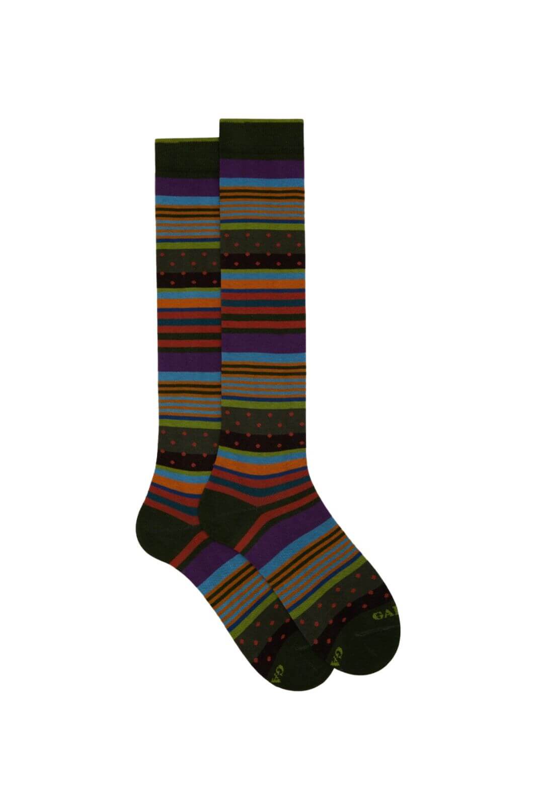 Gallo men's socks with striped and polka dot pattern
