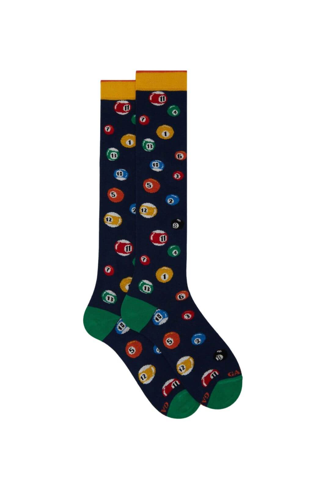 Gallo men's long socks with a billiard ball pattern