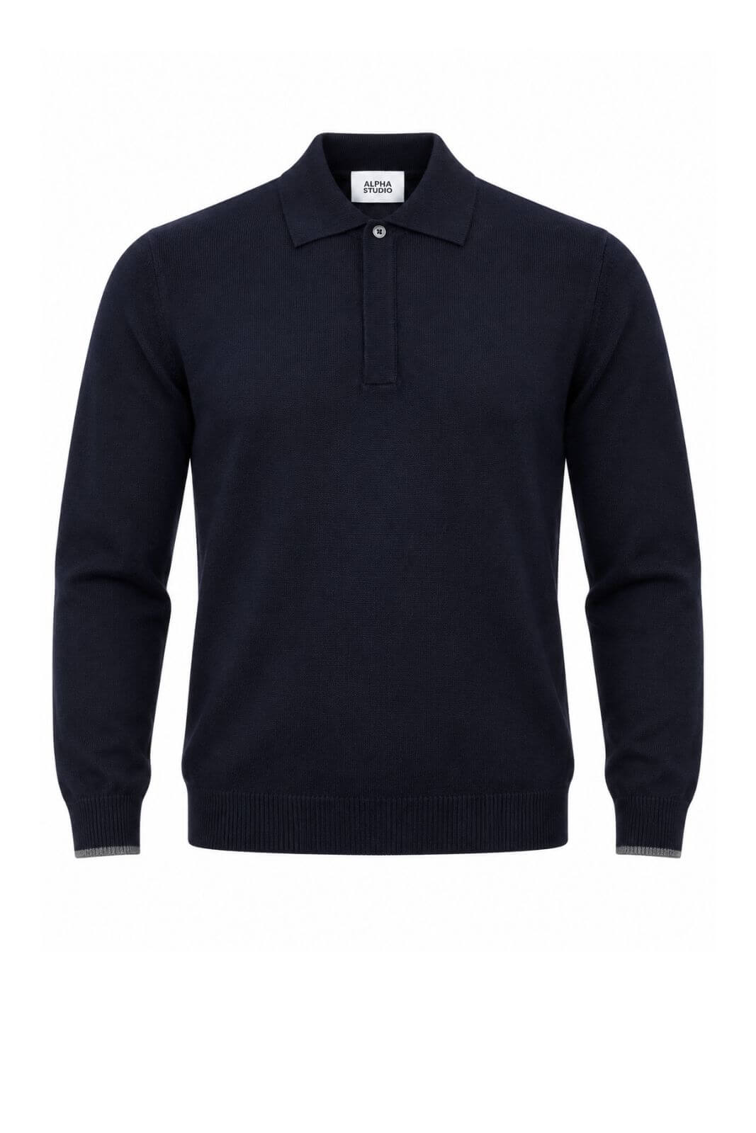 Alpha Studio Polo Uomo in lana merino / Blu Notte