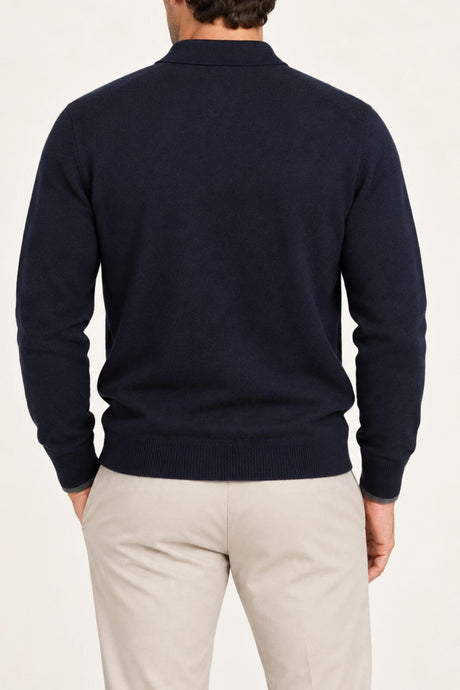 Alpha Studio Polo Uomo in lana merino / Blu Notte