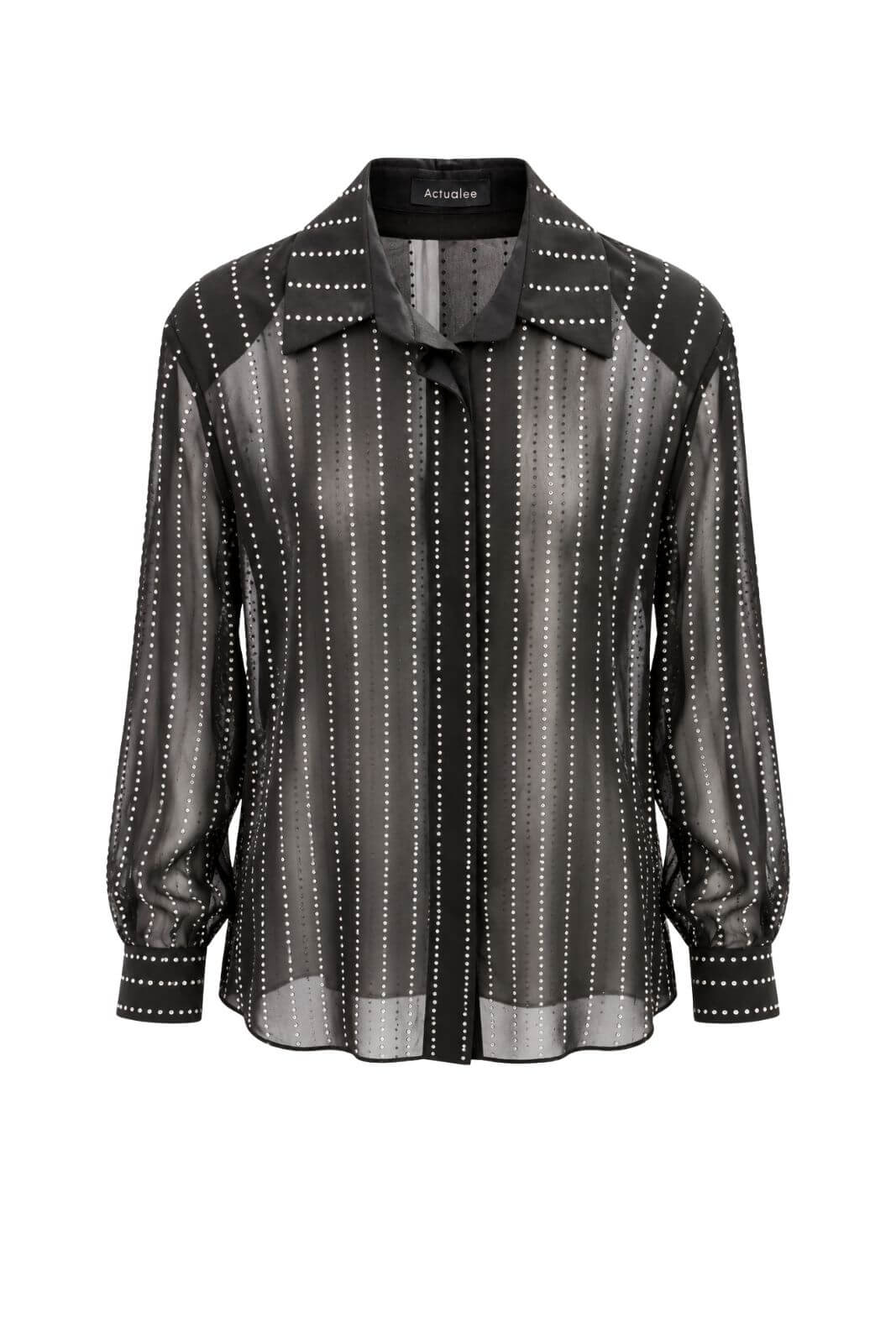 Actualee Camicia Donna in Tulle con Strass All Over