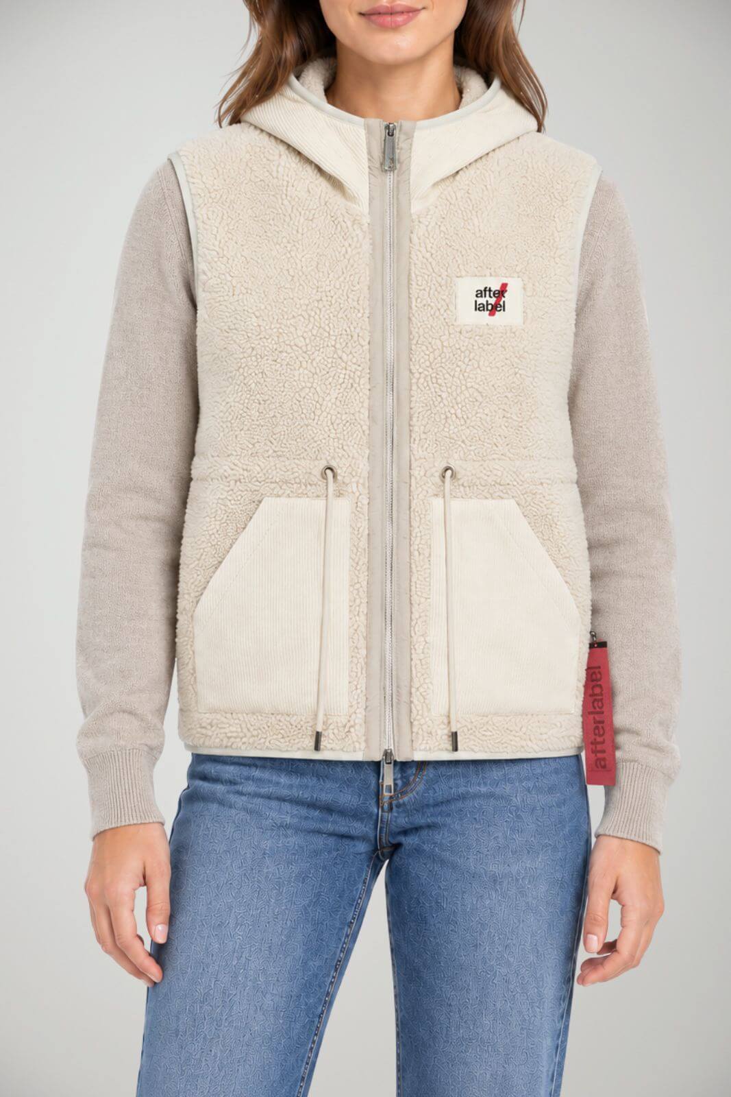 After Label Gilet Donna Flint in sherpa e velluto