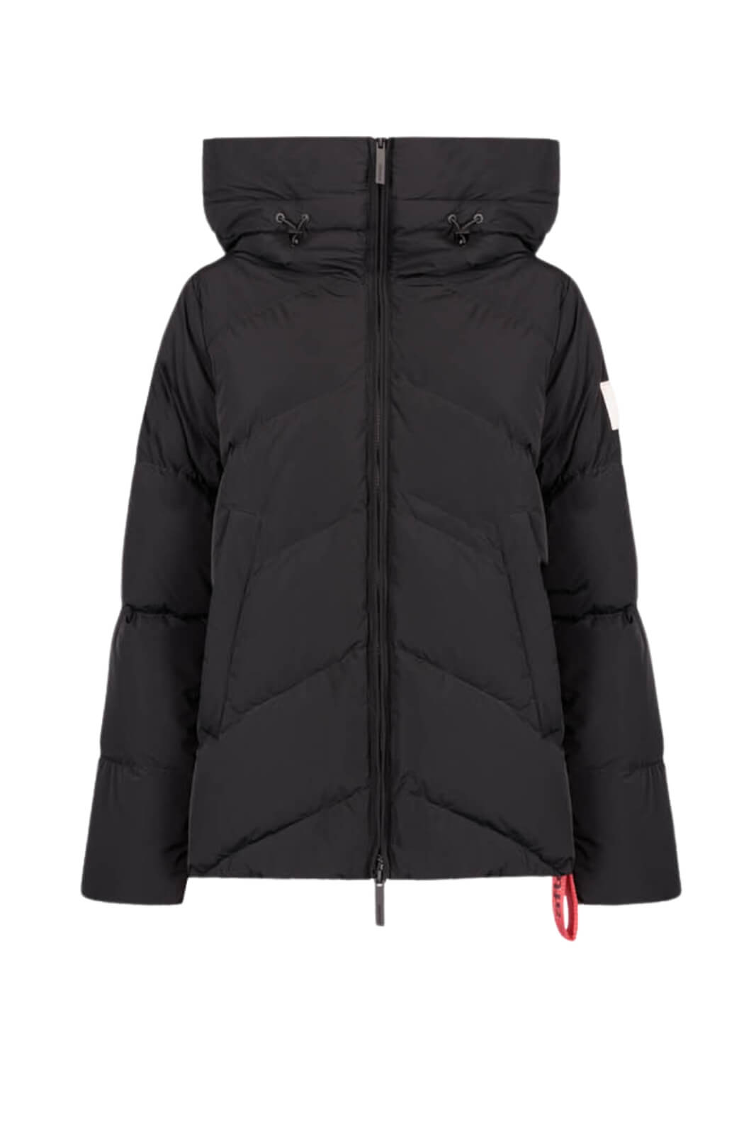 Piumino da donna After Label con cappuccio e logo al braccio fronte