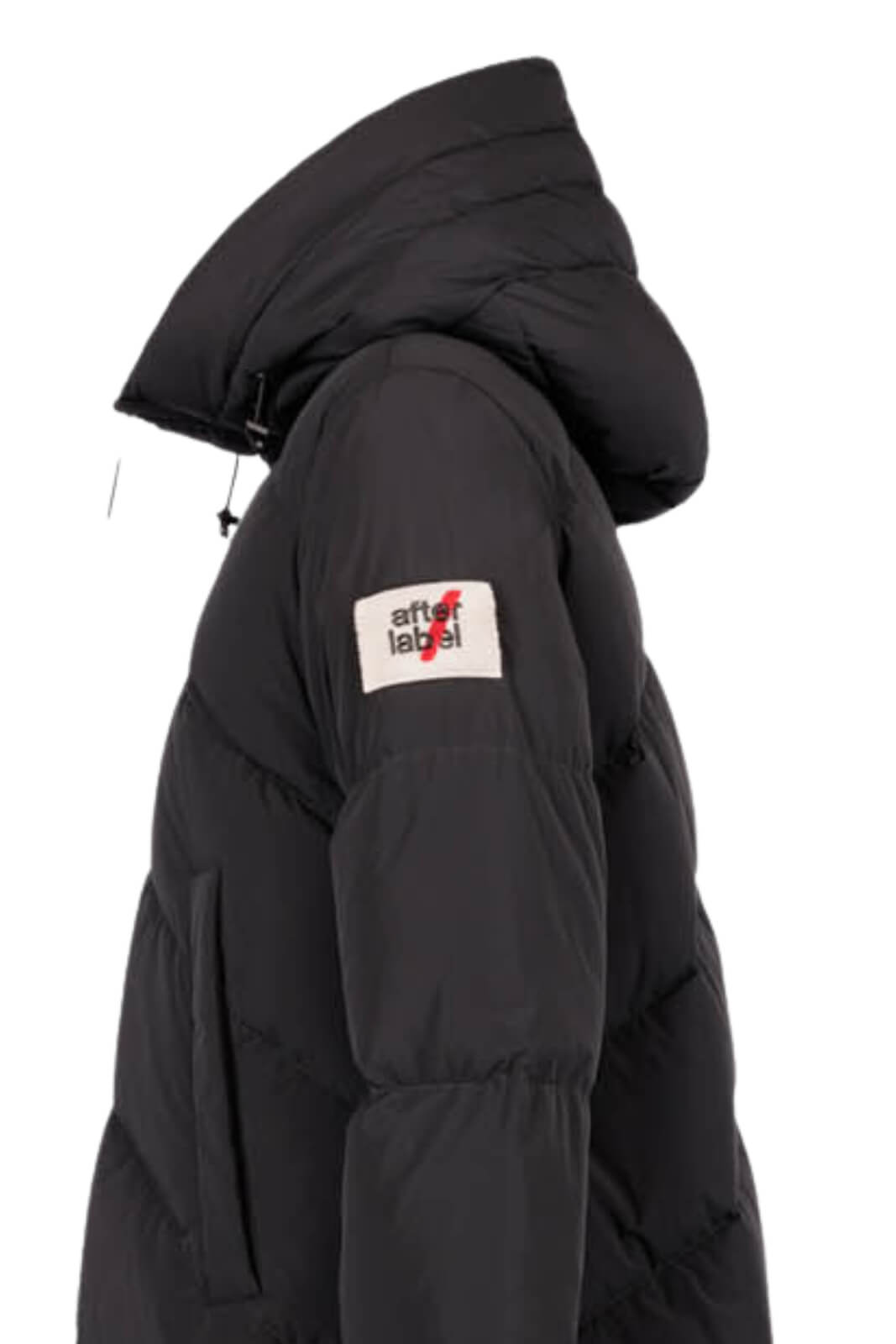 Piumino da donna After Label con cappuccio e logo al braccio dettaglio logo