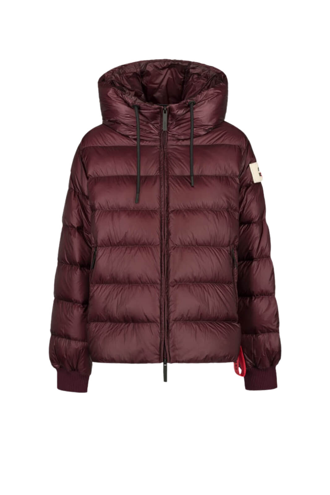 Piumino da donna After Label in nylon lucido con cappuccio e logo fronte