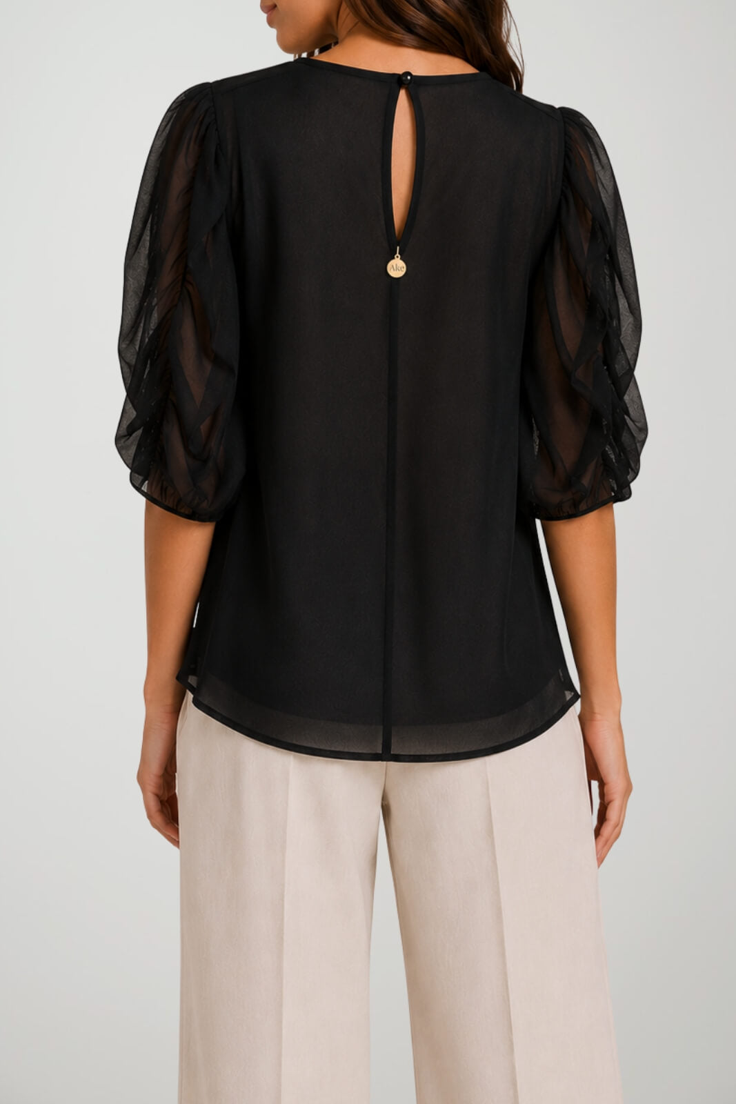 Akè Blusa Donna con Maniche a Sbuffo