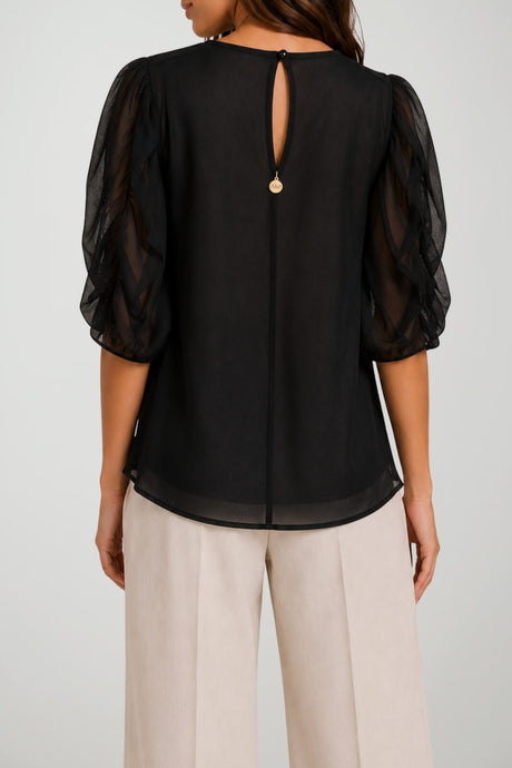 Akè Blusa Donna con Maniche a Sbuffo
