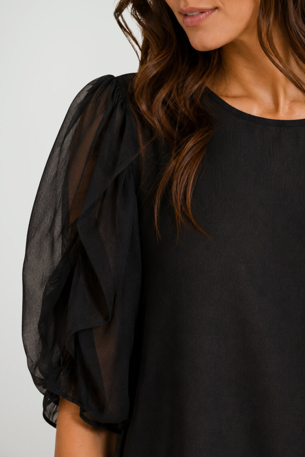 Akè Blusa Donna con Maniche a Sbuffo