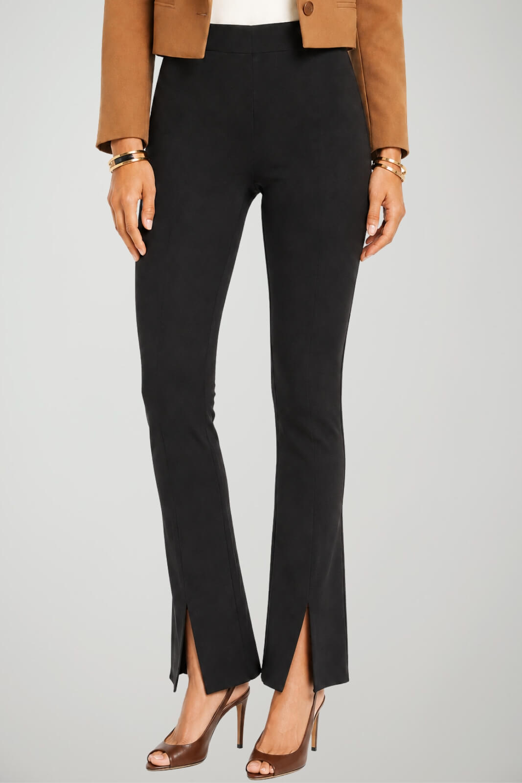 Akep Pantaloni Donna a Sigaretta Slip On Tinta Unita Stretch