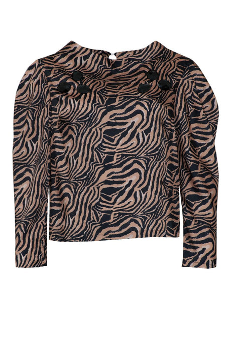 Alberta Tanzini Blusa a maniche lunghe con stampa zebrata e gemme applicate