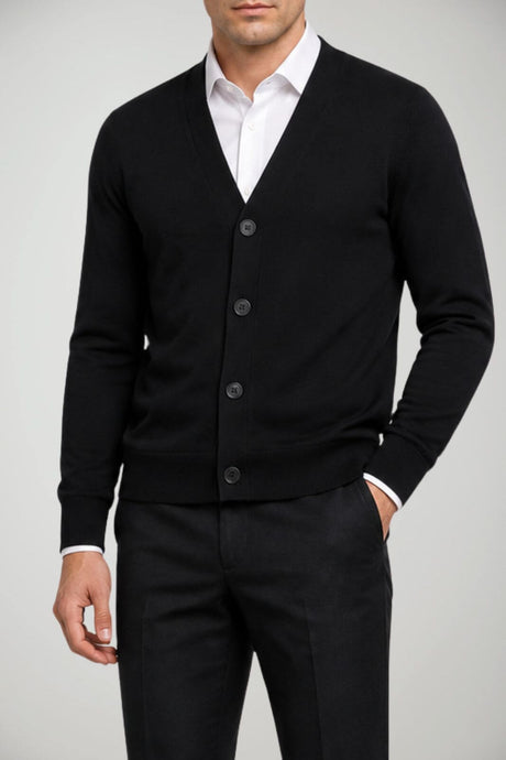 Alpha Studio Cardigan Uomo in lana Regular fit / Nero