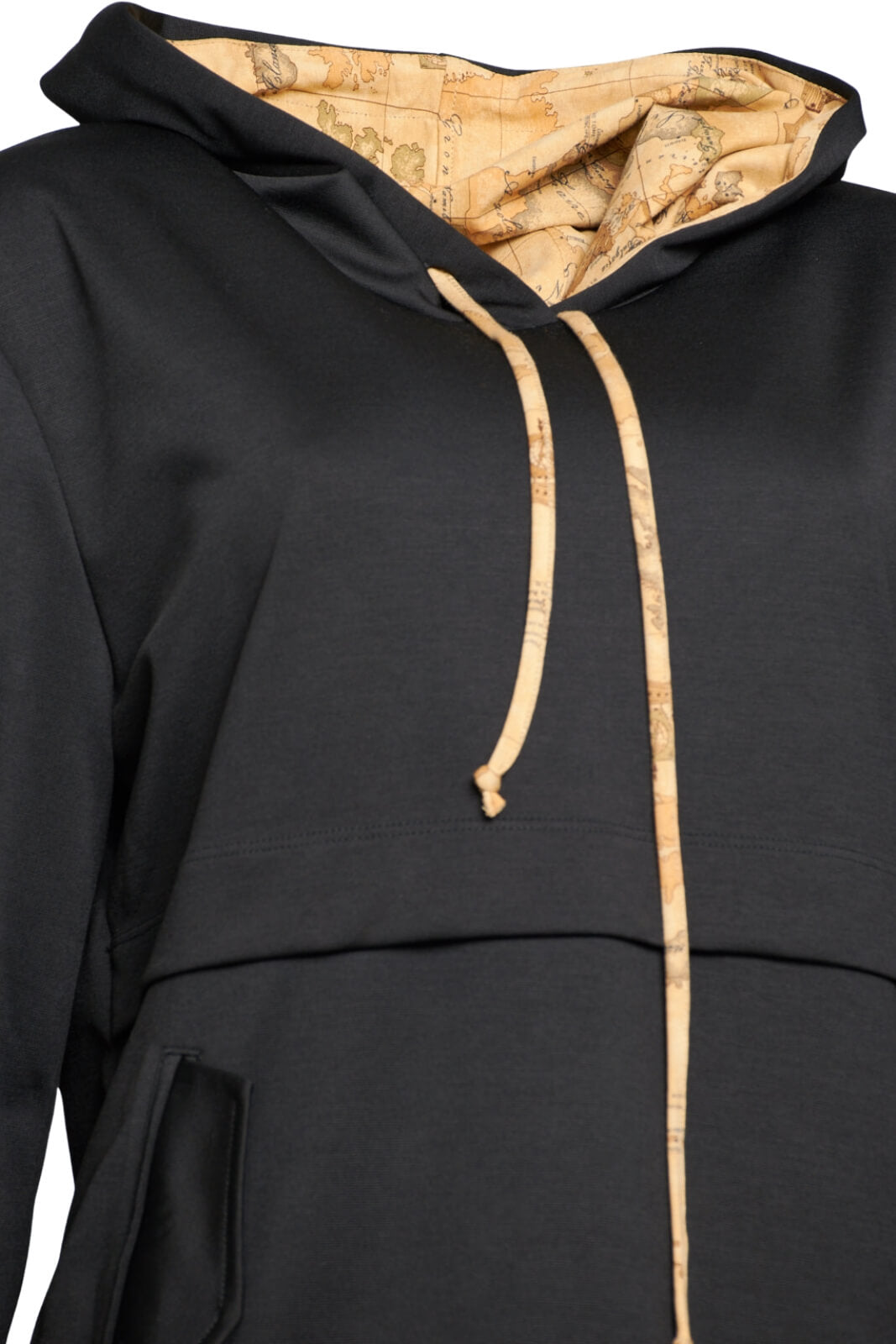 Felpa da donna con cappuccio e coulisse dettaglio