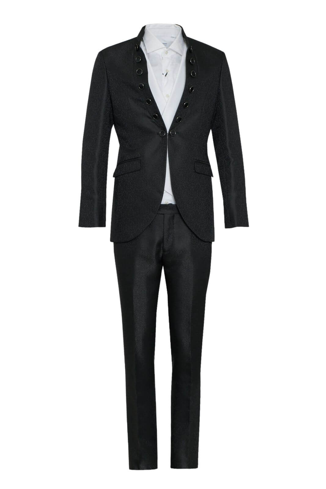 Abito da uomo Angelo Toma damascato con gilet fronte