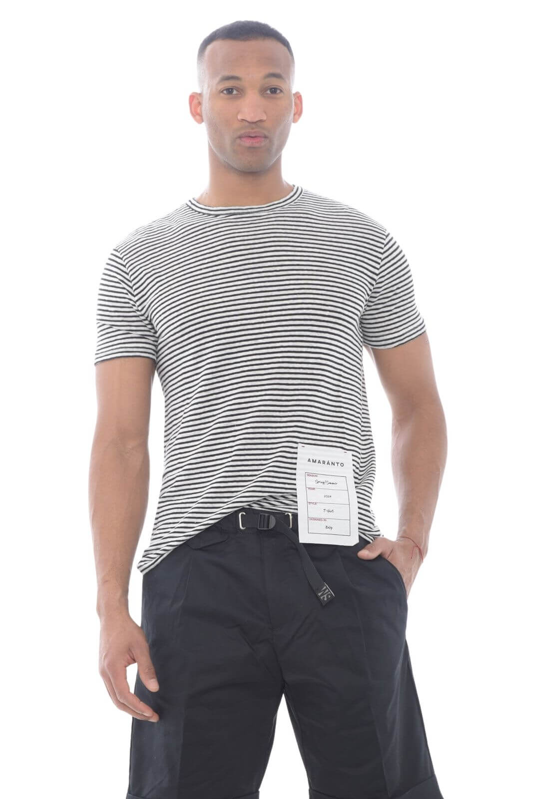 Camiseta de hombre Amaranto con estampado de rayas